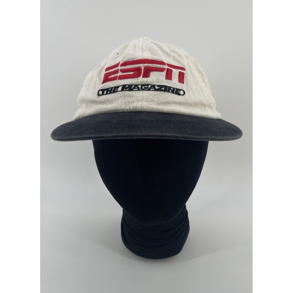 Vintage ESPN‎ The Magazine Strapback Hat Cap Cotton White  Black